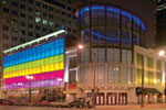 Building Wall lit with LEDs